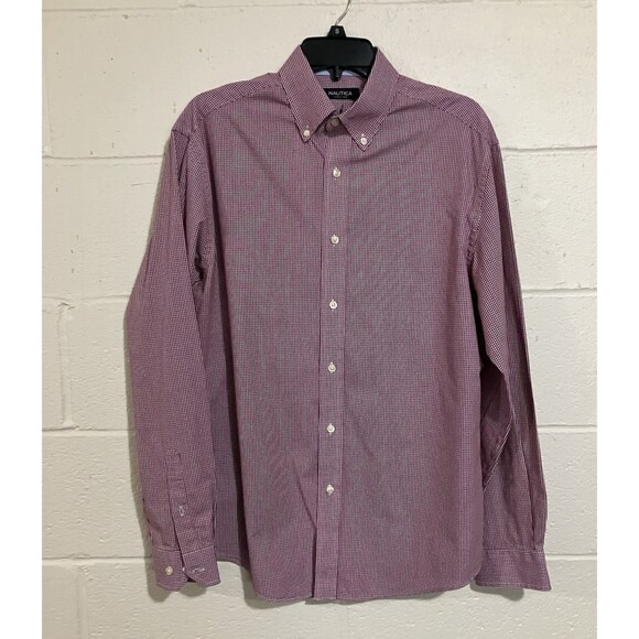 Nautica Shirt Mens 15.5 34/35 Red Gingham Plaid Button Down - Picture 1 of 9